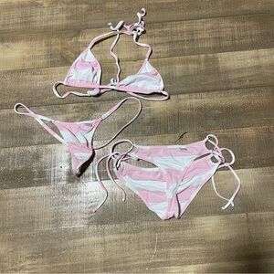 Wicked weasel Pink and White Bikini Set